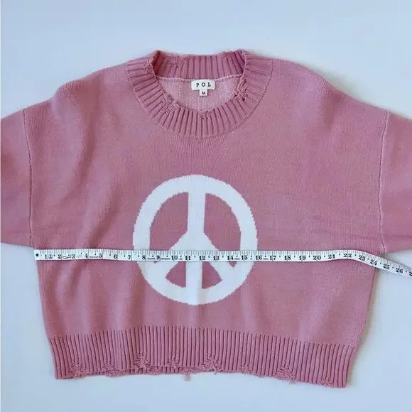 POL Pink Crew Neck Peace Sweater - Picture 4 of 4